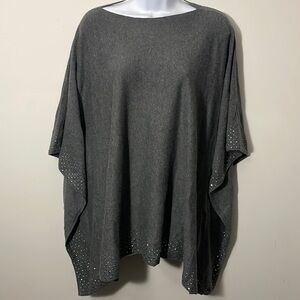 Chicos Heather Gray Sequin Poncho